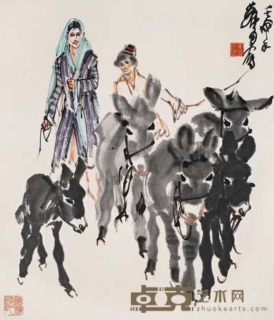 黄冑 壬戌（1982年）作 赶集图 轴 58×50cm